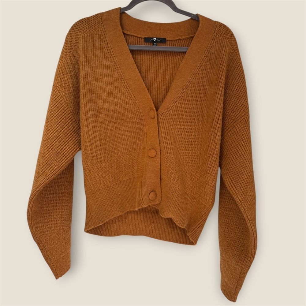 7 for all Mankind Women's Brown Button-Up Sweater